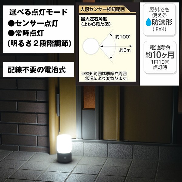 Ledふわっと灯るもてなしライト 玄関 お庭 階段 屋外 Ledセンサーライト 電池式 明暗人感センサー Ar Fwl